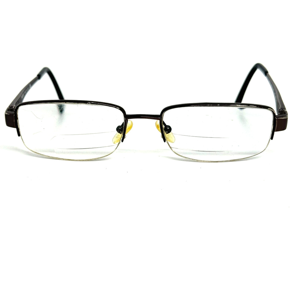 Safilo Elasta 188t Brown 01J0 Semi Rim Titanium Eyeglasses 54-18-140 h13889